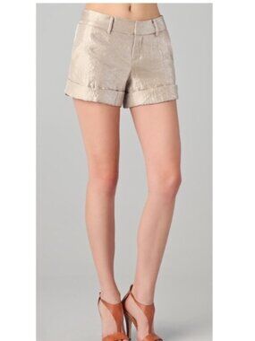 Club Monaco Women Metallic Silver Polkadots Shorts SZ S